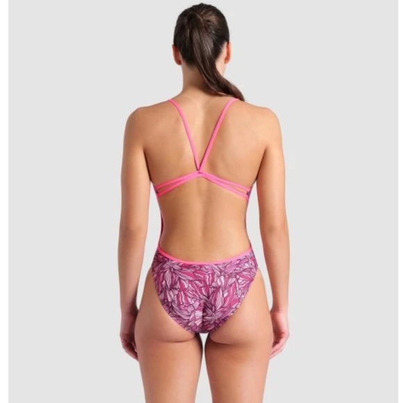 Arena Shocking Pink 2024 Breast Cancer Awareness Size 34 Lace Swimsuit - Picture 5 of 6